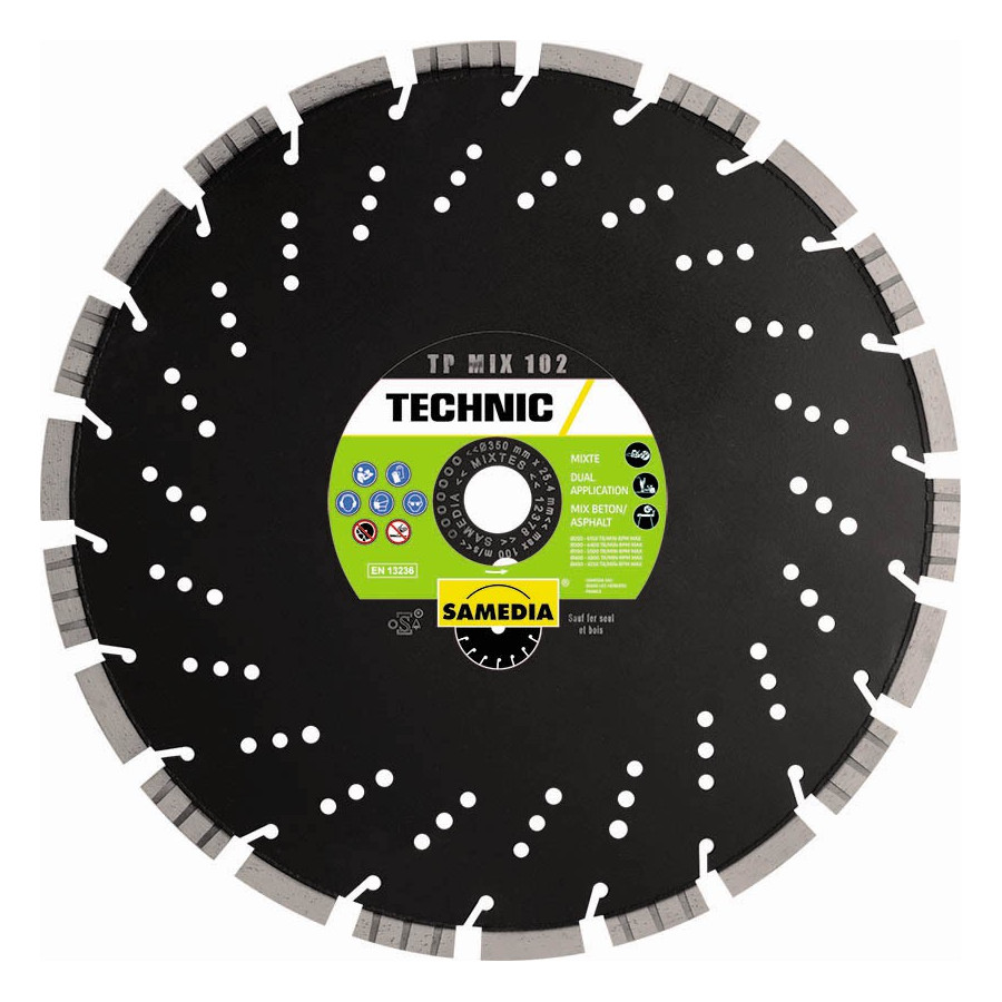 Disque diamant Mixte TP Mix 102 Ø350 Al. 25,4 - Samedia - 313693